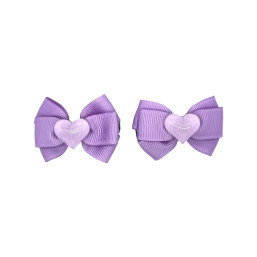 Set of 2 Mini Pastel Heart Clips - Purple